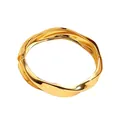 Moderno brazalete de aleación dorada con diseño irregular retorcido y apertura de resorte. - Estilo de rayas retorcidas (As0172)