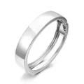 Brazalete ancho de aleación en tono plateado minimalista con diseño de apertura de resorte - Estilo redondo geométrico hueco (As0018)