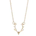 Elegant gold plated reindeer antler pendant necklace Christmas jewelry for women - Gold