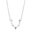Minimalist silver reindeer antler pendant necklace, elegant Christmas theme clavicle chain - Silver