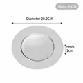 Piatto piano rotondo in acciaio inossidabile argento da 20 cm, vassoio da 20,2 cm - 20cm / Argento