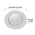 Élégante assiette ronde en acier inoxydable argenté, diamètre 22,1 cm, hauteur de 1,2 cm - 22cm / Argent