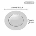 Elegante piatto rotondo in acciaio inossidabile argento, diametro 22,1 cm e altezza 1,2 cm - 22cm / Argento