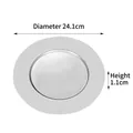 Assiette ronde en acier inoxydable argenté, diamètre 24,1 cm, hauteur 1,1 cm - 24cm / Argent