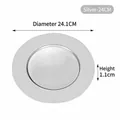 Piatto rotondo in acciaio inossidabile argento, diametro 24,1 cm, altezza 1,1 cm - 24cm / Argento