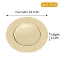 Assiette de service ronde en acier inoxydable doré 24cm diamètre pour gâteaux - 24cm / Or
