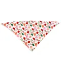 Vue détaillée d'un bandana de Noël triangulaire pour animaux avec motifs festifs - Blanc Cassé