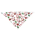 Dettaglio bandana natalizia per animali con stampe di Babbo Natale e alberi su fondo bianco. - Bianco