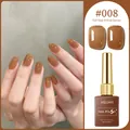Professional glossy brown gel nail polish shade #008 for trendy 2025 manicure results - Caramel (#008)