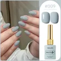 Elegant grey-blue gel nail polish shade #009 shown with glossy and matte swatches for SKU - Blue-Gray (#009)