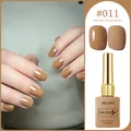#011 Caramel brown gel nail polish with glossy and matte finish swatches, 15ml bottle. - Latte (#011)