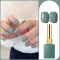 Sage green gel nail polish #016 showing glossy and matte finishes on beautiful nails - Olive Green (#016)