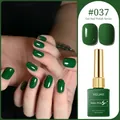Olive green gel nail polish #037 with glossy and matte finish effects - Dark Green (#037)