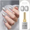 Professional silver glitter gel nail polish #038 with manicured hand display 15ml - Silver Gray (#038)