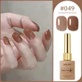 Glossy caramel brown gel nail polish #049 set with 15ml bottle and hand swatches display - Caramel Brown (#049)