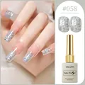 Silver glitter gel nail polish #058 with long square gradient nail art effect - Silver Glitter (#058)