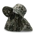 Chapeau de soleil homme camouflage numérique avec masque facial et protection de nuque - Camouflage Numérique