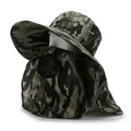Chapeau de soleil camouflage avec masque facial et protège-nuque - Camouflage Noir Vert