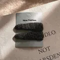 Paia di mollette per capelli in lana d'agnello nera triangolari - Set di 2 / Verde Scuro