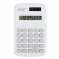 Compact white handheld calculator with 8-digit LCD display and solar power for students - Macaron Style (KC888) / White