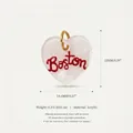 Eleganter weißer Herzanhänger aus Acryl mit roter Boston-Stickerei und Goldring - Herz Rote Buchstaben (MQPK254218R)
