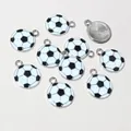 Pendentifs de football classiques en émail noir et blanc pour la création de bijoux DIY - Base Noire Et Blanche