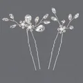 Elegant pearl and rhinestone U-shaped hairpin set for bridal or daily hairstyles - Silver Rhinestone Hairpin Set For Girls Hs-j7361s