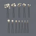 Elegant 12-piece white pearl U-shaped hairpins set for bridal or daily hairstyles - Coffee-colored Everyday Commuting Hairpin Set Hs-j7354kf