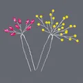 Elegant bridal U-shaped hairpins set with pink and yellow crystals for wedding hairstyle. - Colored Diamond Versatile Light Luxury Hairpin Set Hs-j6683