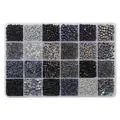 Kit completo de cuentas de vidrio y canutillos para joyería DIY caja de 24 compartimentos - Cuentas De Semillas Y Cuentas Tubulares De 24 Compartimentos 5 Gramos Por Compartimento Color Negro 120 Gramos/juego 1 Juego/paquete (aprox. 4250 Piezas)
