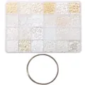 DIY glass seed bead kit in 24-grid organizer with metallic wire for jewelry making - Steel Wire Bracelet Ring + 24 Slots White 120 Grams/set