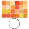 Complete 24-grid glass seed beads and tube beads kit with wire for DIY jewelry making - Beading Wire + 24-Grid Box (120g/Set) / Orange Series