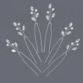 Set of 6 silver-toned U-shaped bridal hair pins with faux pearls and rhinestones. - Silver Rhinestone Versatile Hairpin Set Hs-j6313s