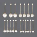 Set of elegant pearl hairpins with twisted gold stems in various pearl sizes. - Gold Pearl Versatile Hair Clip Set Hs-j7282g
