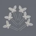 6-piece set of elegant silver butterfly hair pins with pearls for bridal styling - Silver Butterfly Versatile Hairpin Taichung Hs-j6540s