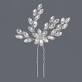 Elegant bridal hair pin with marquise rhinestones in silver finish for wedding - Silver Versatile Luxury Hairpin Hs-j6907s