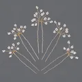 5pcs gold bridal hair pins with white bead floral clusters for wedding updo accessory - Gold Floral Vine Versatile Hairpin Set Hs-j7118g