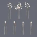 7-piece bridal U-shaped hairpin set with pearls and rhinestones in gold finish - Gold Everyday Commute Hairpin Set Hs-j6820g