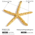 Ocean-style gold textured stainless steel starfish pendant for DIY jewelry making. - Hammered Texture Large Gold Starfish Pendant (PJ92135)