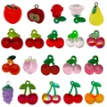 Set kleurrijke 3D hars fruit hangers zoals kersen en druiven voor DIY sieraden maken - 3D Simulatie Fruit Kers Serie (SN1761) / Set van 20 Stuks