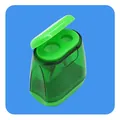 Sacapuntas compacto de doble orificio verde transparente con diseño de tapa protectora abatible - Verde