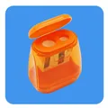 Sacapuntas manual compacto de doble orificio en plástico transparente naranja con tapa abatible - Naranja