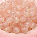 10mm pink resin crackle beads with iridescent opal flakes for DIY jewelry making - Snow Buds (champagne Galaxy) 5 Capsules/pack / Approx 10mm, Hole Approx 1.5mm
