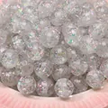 High quality 10mm iridescent crackle opal resin beads for handmade DIY jewelry making accessories - Translucent Gray (silver Glossy) 5 Pieces/pack / Approx 10mm, Hole Approx 1.5mm