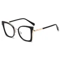 Elegante montura de gafas ojo de gato en negro y dorado con lentes de luz azul para mujer - Degradado Azul Púrpura