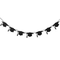 Black glittery graduation mortarboard banner for school graduation party decorations - Graduation Cap On The Left Side Of Glitter Paper