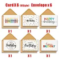 Set van 6 kleurrijke verjaardagskaarten met enveloppen voor feestwensen - Dd4027 (6 Vellen Per Set / 6 Enveloppen)