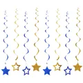 Set of blue and gold star spiral hanging decorations for party celebrations - Blue Gold 8-pentagram Spiral Pendant