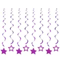 Decorative purple glitter star spiral hanging swirls for birthday party and celebrations - Purple Rose 8-piece Pendant With Five-pointed Star Spiral