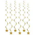 Gold spiral party streamers with glitter stars for festive celebration decorations - 9cm Spiral Small Five-pointed Star Gold 6-pack